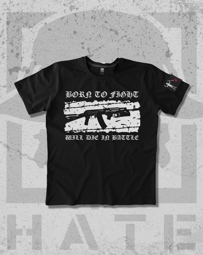 ЧЕРНАЯ ФУТБОЛКА BORN TO FIGHT_результат Футболка «Born to fight - will die in battle» - Зображення 1