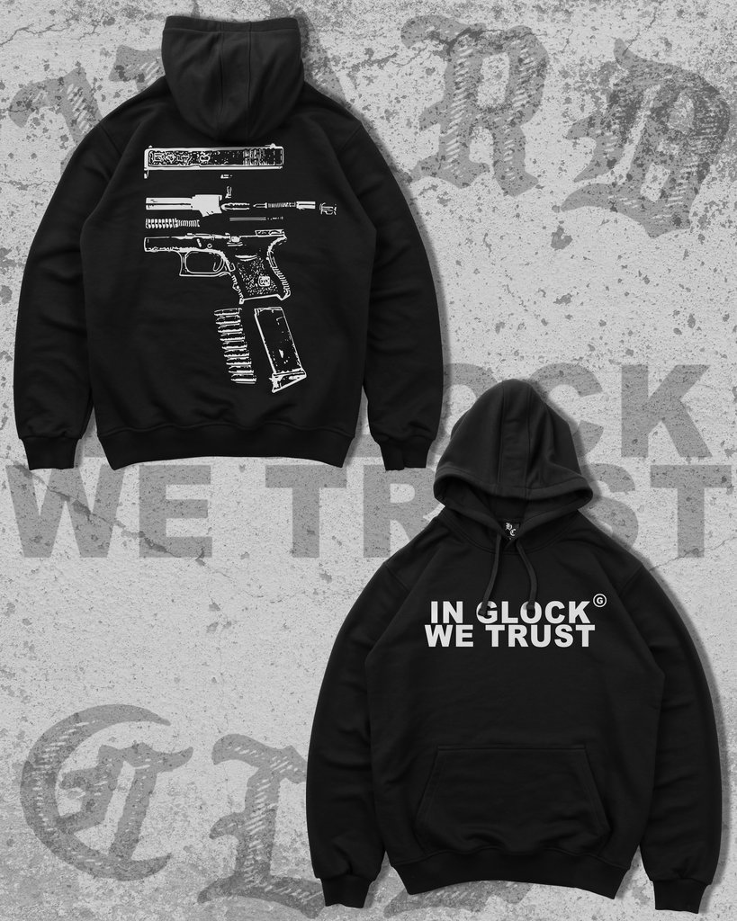 ХУДИ ЧЕРНЫЙ ГЛОК БЕЛЫЙ_результат Худі IN GLOCK WE TRUST - Зображення 1